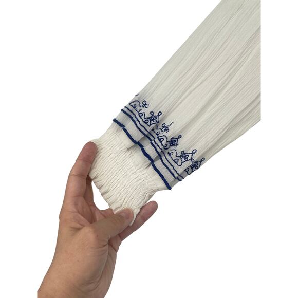 Tularosa Revolve Embroidered Blue Off Shoulder Mini Dress Size XS Boho Cottage‎ - Picture 6 of 7